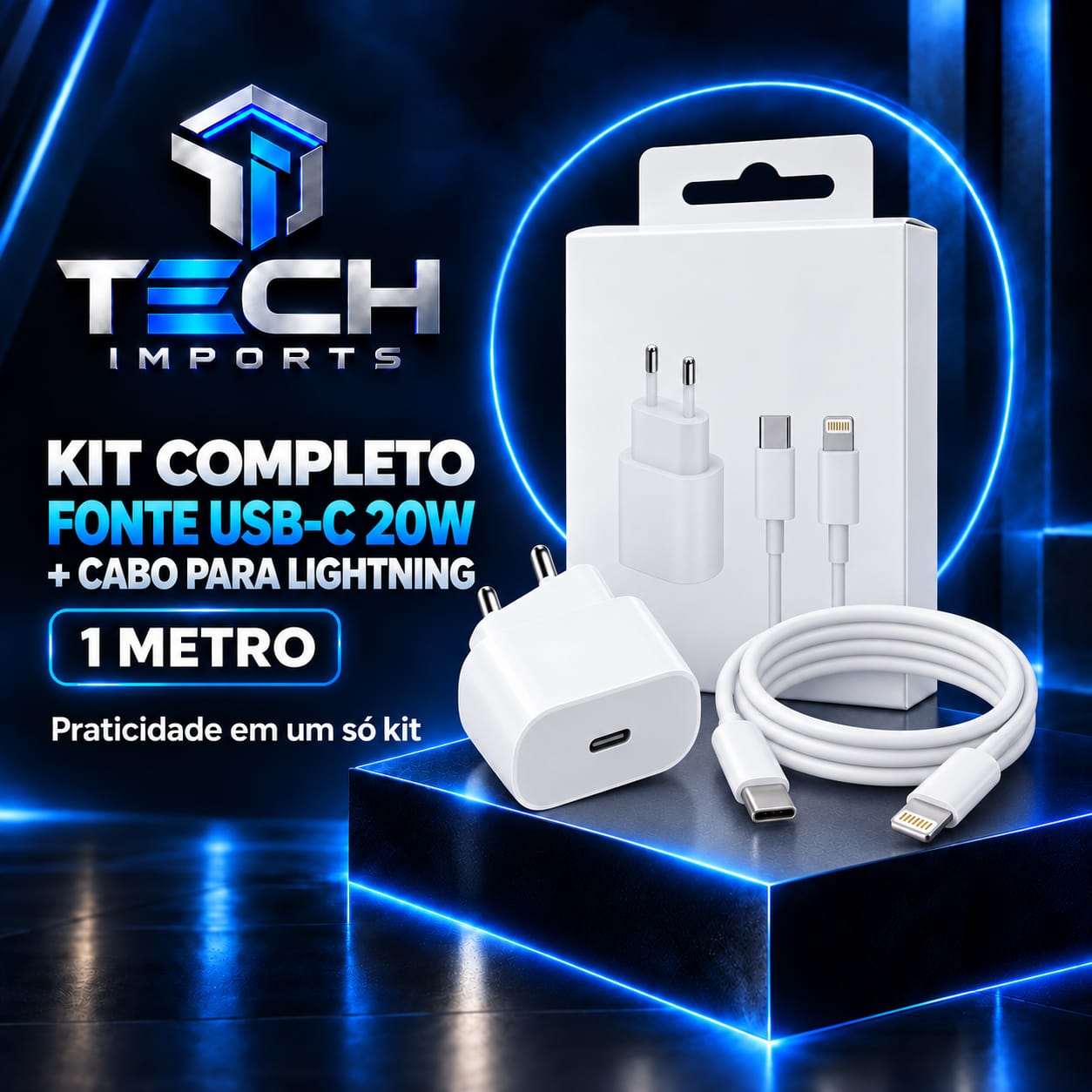Kit completo ⚡fonte USB-C 20W + Cabo Lightning